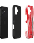 Exploded side view of Single Red Tough iPhone Case highlighting its protective layers, including a robust outer shell and shock-absorbing interior.