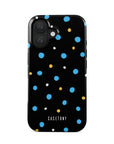 Front view of Night Flakes Tough iPhone Case featuring a dark, starry design with intricate snowflake patterns, offering stylish and durable protection.
