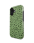 Front and side view of Casey Frog Tough iPhone Case showcasing its playful frog design and reinforced edges for enhanced protection and a fun, quirky look.