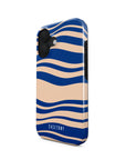 Front and side view of Ocean Breeze Tough iPhone Case showcasing its ocean wave design and reinforced edges for enhanced protection and a serene look.