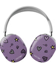 Front view of the Sweetheart Dreams AirPods Max Case featuring purple and soft, heart-inspired design with stars, offering romantic style and durable protection against scratches, dust, and everyday wear.