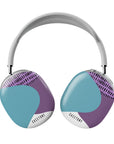 Front view of the Being Special AirPods Max Case featuring a purple, blue, and white design with black polka dot motifs, offering unique style and durable protection against scratches, dust, and impacts.