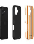 Exploded side view of Pumpkin Stripes Tough iPhone Case highlighting its protective layers, including a strong outer shell and shock-absorbing interior.