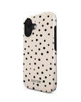 Front and side view of Dotty Dream Tough iPhone Case showcasing the dotted pastel design and reinforced edges for added protection and style.