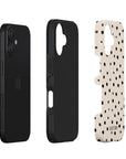 Exploded side view of Dotty Dream Tough Phone Case highlighting its protective layers, including a hard outer shell and shock-absorbing interior.