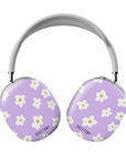 Front view of the Violet Fields AirPods Max case, featuring a graceful floral design in soft violet hues, with a delicate and elegant look, and a black Casetony logo.