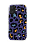 Front view of Midnight Safari Tough Phone Case featuring a sleek black and white animal print design, providing stylish and durable protection for your device.
