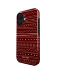 Front and side view of Jingle Joy Tough iPhone Case showcasing its cheerful holiday design and reinforced edges for added protection and seasonal flair.