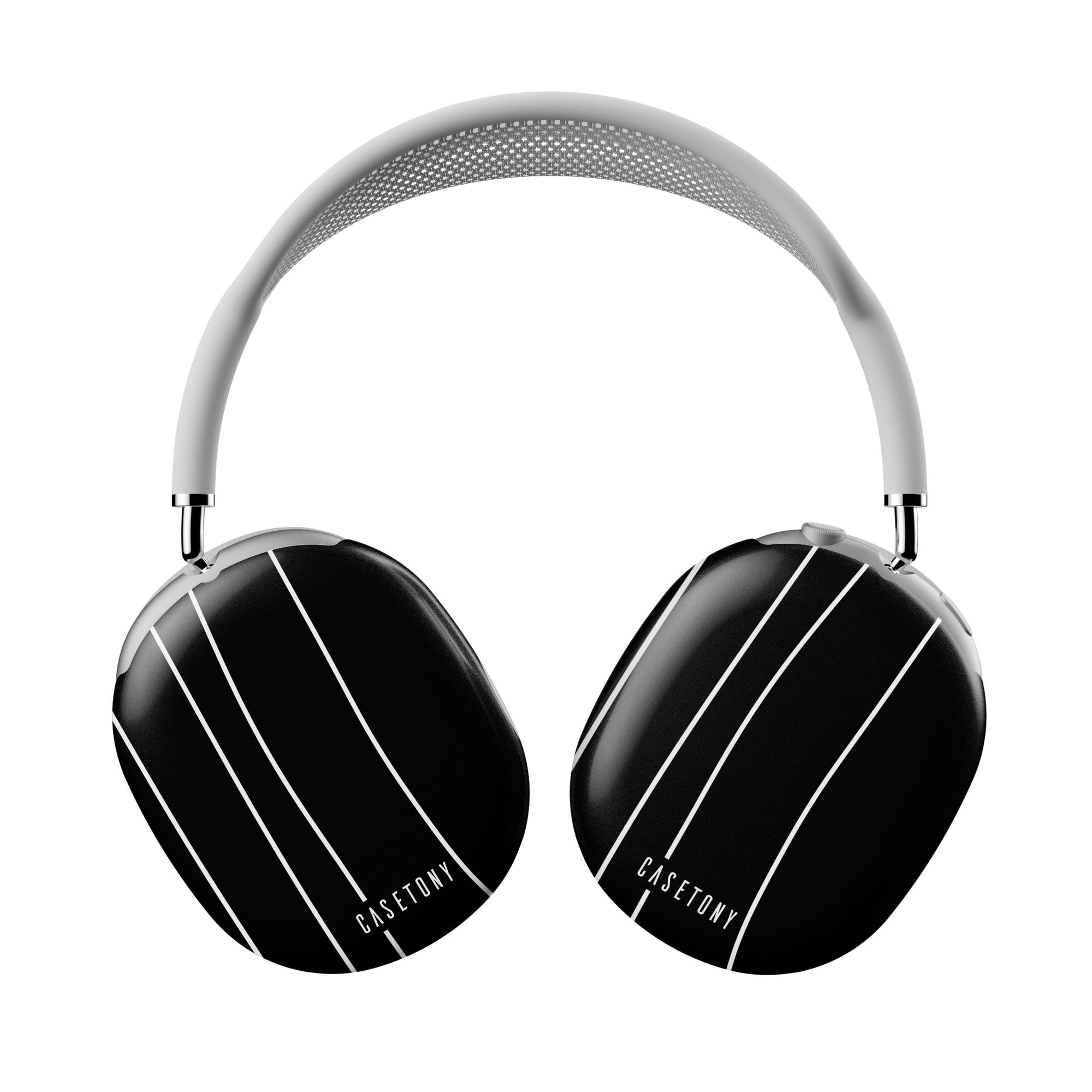 Front view of Black Vision AirPods Max Case featuring a sleek, minimalist black design that combines elegance with durable protection.