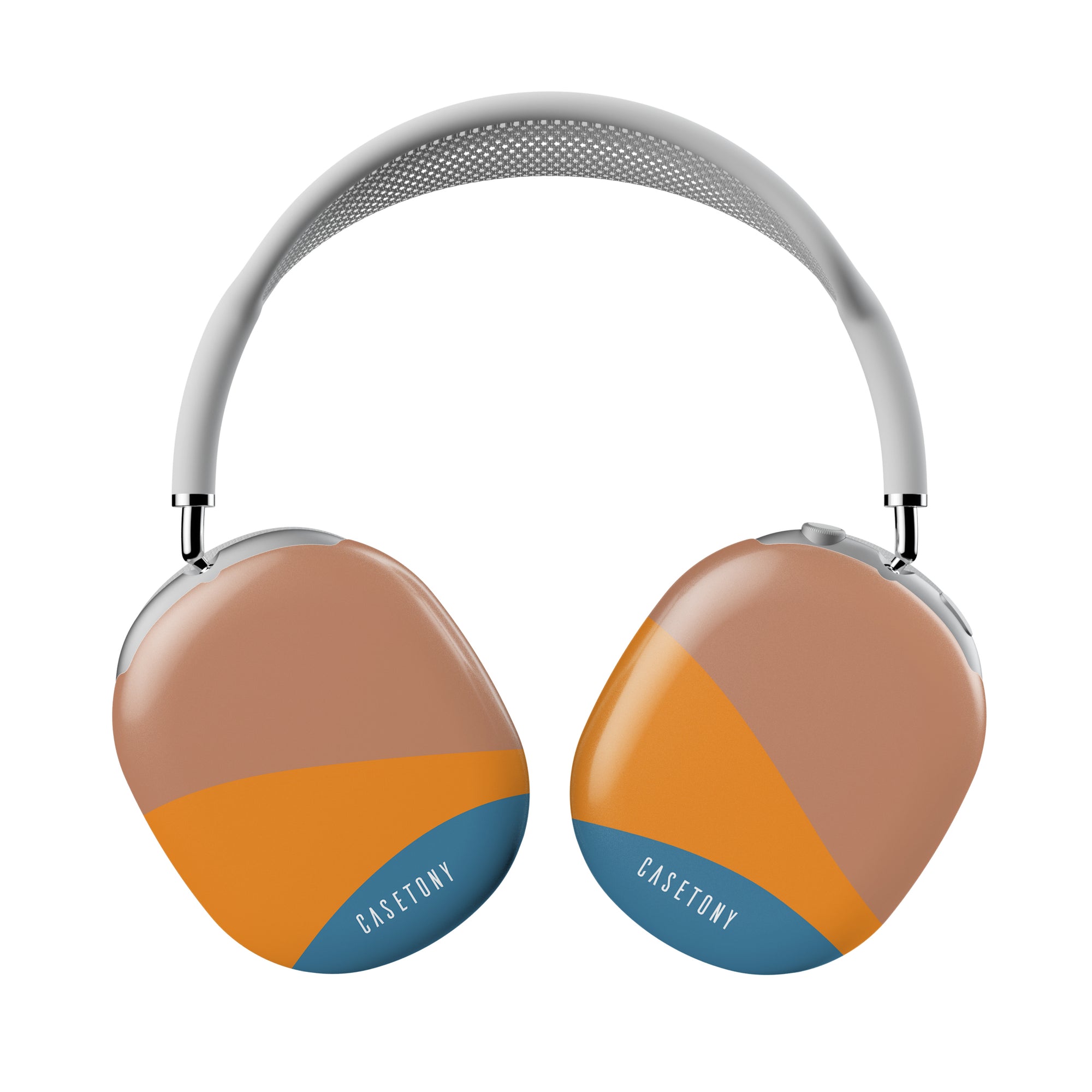 Front view of the Sky and Sand AirPods Max Case with a serene blend of sky blues and sandy tones, offering stylish protection against scratches and dust.