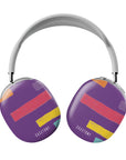 Front view of the Bold Hold AirPods Max Case featuring a purple design with multiple colourful paint splashes and white Casetony logo, offering bold style and reliable protection against scratches, dust, and daily wear.